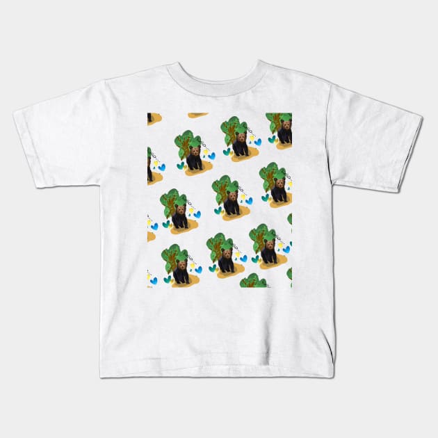 Little cute bear in pattern Kids T-Shirt by Fadmel